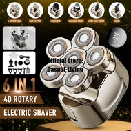 4D Rechargeable Electric Shaver Bald Head Razor Hair Trimmer 6 Floating Heads Beard Wet Dry Shaving