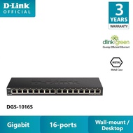 D-Link DGS-1016S 16-Port Gigabit Desktop Switch (Slim Dimensions)