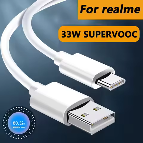 33W SuperVOOC Charge Cable USB Type C Charger For Realme 8s 9i 9 Pro Pad X Narzo 50 V23 Q5i V25 5G