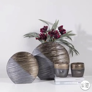 Living With Style - Round Metallic Porcelain Vase Luxury Decor/Luxury Gold Round Jumbo Flower Vase/Home Decoration Display