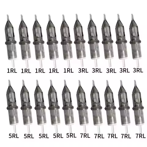 Mix 20 professional tattoo needles, 1 RL/3 RL/5 RL/7 RL each, 5 RL series with film, 4 different siz