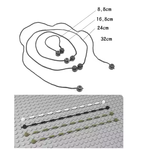 20Pcs MOC High-Tech Chain Bricks 63141 String with End Studs Building Blocks Links Rope Toys Compati