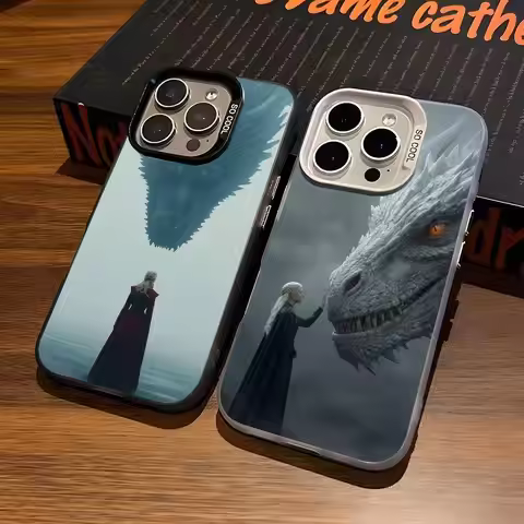 DM-game of Dragon Mother Thrones Colored Silver Phone Case For iPhone 11 12 13 14 15 16 17 Plus Pro 