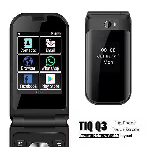 TIQ Q3 Flip Touch Screen Android 8 MTK6739 Google Play 2.8 Inch 3GB 32GB Mobile Phone