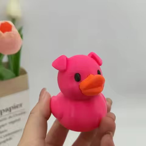Super Cute Pig Duck Statue, Lifelike Nose and Mouth - Smooth Pink Plastic Indoor/outdoor Home Decora