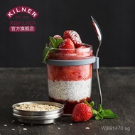 Portable Spoon Cup Breakfast Milk with Lid Food Jar British Glass Oatmeal Overnight Sealed Jar GQIY