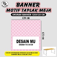 Print Banner Tablecloth Size 120x125cm for table size 120x60cm