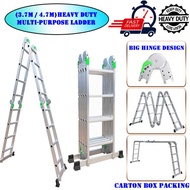 3.7M / 4.7M (12STEP / 16STEP) HEAVY DUTY MULTI PURPOSE LADDER ALUMINIUM BODY BIG HINGES ALUMINIUM LADDER