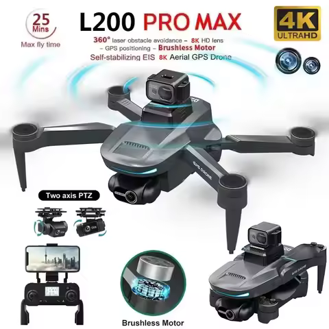 L200 PRO MAX Drone GPS Brushless Motor 4K HD Profesional FPV Drone 2-Axis Gimbal 360° Obstacle Avoid