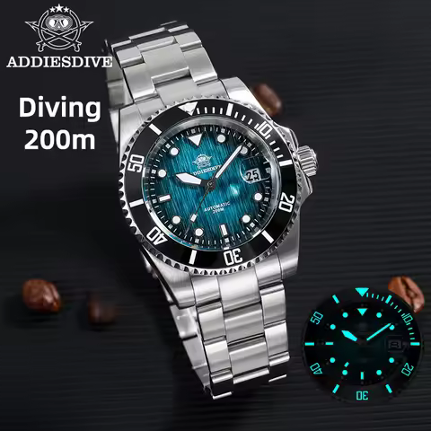 ADDIESDIVE Hot Selling Men's Automatic Watch Sapphire Glass 200m Waterproof Watch BGW9 Night Light C