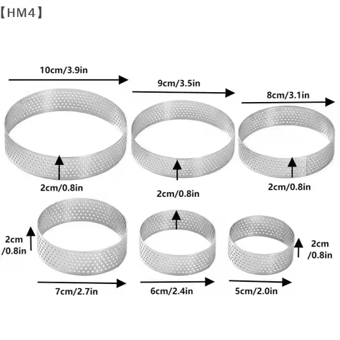 〔HM4〕5/6/7/8/9/10 CM Perforated Tart Rings With Hole Tart Bottom Tower Fruit Pie Quiches Cake Ring M