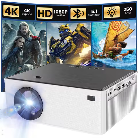 New 4K Decode Projector 1800ANSI Full HD Video Audio Smart TV for Home Dual WiFi Bluetooth Movie The