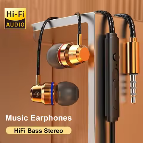 Metal Wired Earphones HiFi Surround Sound In-ear Headphones 3.5mm With Wire Control Earplugs For Sam