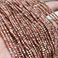 โรโดโคไซต์ Rhodochrosite 2mm-2.5mm ทรงกลมเจียเหลี่ยมเส้นยาว **หินแท้ธรรมชาติ**