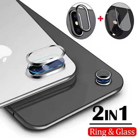 Metal Camera Lens Protector For iPhone 7 8 Plus Lens Protective Circle Ring Cover with Tempered Glas