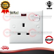 (SIRIM) 3"x3" NEON 13A ELECTRIC SWITCH SOCKET OUTLET PLUG POINT WITH NEON LIGHT