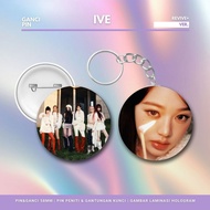 GANTUNGAN HOLOGRAM KEYCHAIN IVE PIN REVIVE 58MM KPOP KEYCHAIN UNOFFICIAL GAEUL WONYOUNG LIZ