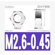 M2.6-0.45 ss304 hex nut
