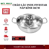 Fivestar Stainless Steel Hot Pot With Glass Lid 24 / 26 / 28 / 30 / 32cm 3 Bottom Can Be Used For All Types Of Induction Cookers, Infrared, gas Stoves