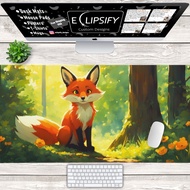 Cute Fox Desk Mat, Kawaii Desk Mat, Fox Mouse Pad, Animal Mouse Pad, Forest, Gaming Mouse Pad, Gaming Desk Mat