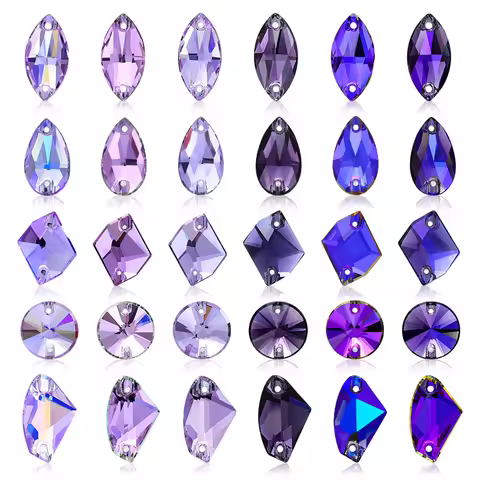Purple Series High-Quality Rhinestones Flatback Glitter Sew on Glass Crystal Gem For DIY Rhinestone 