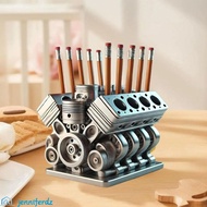 JENNIFERDZ Engine Block Pen Holder, V6/V8 Engine Shaped Crafts Desk Organizer, Enthusiasts for V8 En