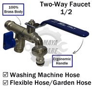 Brass Two Way Garden Water Tap. Faucet Tap Two Way with Washing Machine Adapter. Two Way Tap. Kepala