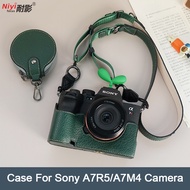 Leather Half Body Camera Case For Sony A7R5 A7M4 Casing Base Cover Pouch 1/4 Screw Sony A7 Mark 4 IV