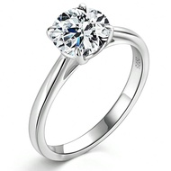 1 ชิ้น คลาสสิก 2.0ct กลม ตัด มอยส์ซาไนท์ แหวนหมั้น สำหรับ ผู้หญิง 100% เงินสเตอร์ลิง925 8 มม. D-E สี