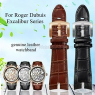 26mm Bamboo-Patterned Leather Watch Strap for Roger Dubuis EXCALIBUR Brown/Black Concave Interface P