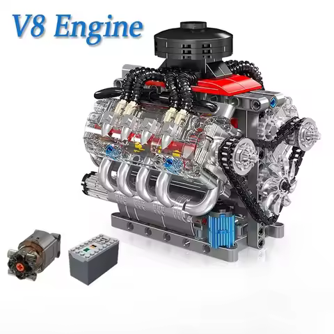 Mould King 10171 Technical Engine MOC Toys The Motorized LSX454 V8 Engine Building Block Assembly Ca