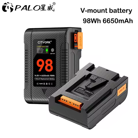 V Mount Battery 98Wh PD 65W V-Lock USB-C Batteries for Canon R5C Camera BMPCC 6K Pro 4K 60P Recordin