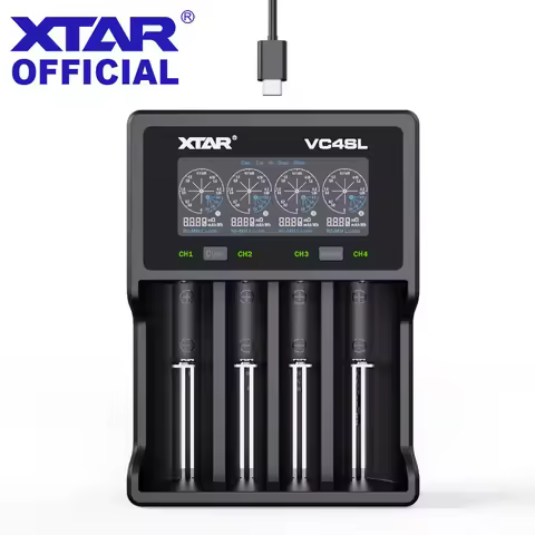 XTAR VC4SL 18650 Battery Charger USB C QC3.0 Fast Charge 1.2V Ni-MH AAA AA Batteries Rechargeable Li