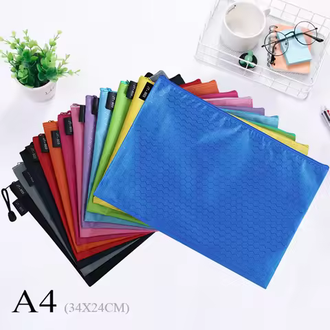 A4 Multi-Color Zipper Bag File Bag Waterproof Zipper Folder Waterproof Oxford A4 School Office Suppl
