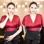 Diamond Satin Shirt With Bat Wings