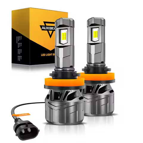 AUXBEAM LED HEADLIGHT BULBS h1 h7 9005 9006 22000LM 100W 6500K WHITE BUILT-IN CAN-Bus 1:1 MINI SIZE 