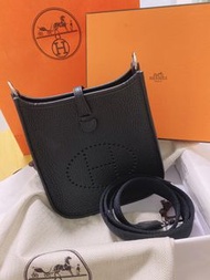 Hermes Mini Evelyne 黑色銀扣