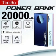 TIMI3C Powerbank 20000mAh 120W Super Fast Charge Type-C PD20W 2 Input 3 Output Bateri Litium Polimer