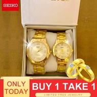 Seiko 5 Automatic Jewels Couple Watch and Ring watch for women couple men