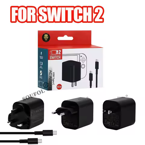 High Speed 60W AC Adapter for NS Switch 2 for Steam Deck USB Charger For US /EU/UK Plug Power Supply
