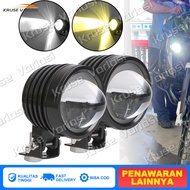 Lampu Tembak Laser LED 3 Inch Mini 2 Warna Putih Kuning High Low Lampu Tembak Sorot Waterproof Motor