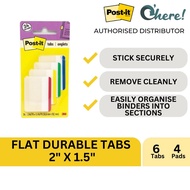 3M Post-it Flat Durable Tabs 2'' x 1.5'', 24 Tabs/Pack