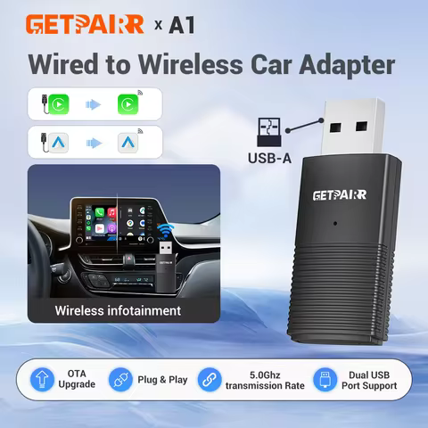Getpairr A1 Wired to Wireless CarPlay and Android Auto Mini Adapter 2in1 Dongle for 99% of Original 