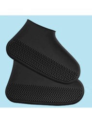 2入組/套橡膠雨鞋現代黑色可重複使用防滑防水雨鞋套適用於戶外