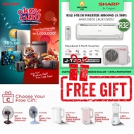 [𝐅𝐑𝐄𝐄 𝐆𝐈𝐅𝐓] Sharp R32 J-Tech Inverter 1.5HP Air Conditioner R32 AHX12VED2 &amp; AUX12VED2 Aircond Air Cond