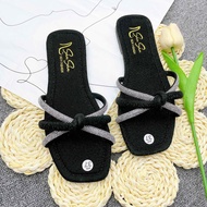 San San Dép Lê S33 Phối Dây Da Xoàn Đế Bệt dép lê Nữ Quai Ngang Thời Trang Dép Đi Tiệc Du Lịch Êm Ch