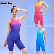 Zoke Women's Swimwear Athletes Sporty Swimwear Waterproof Chlorine Resistance Professional Kneesuit 