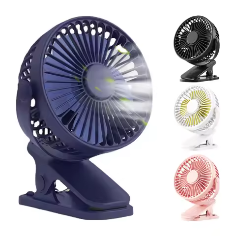 USB Rechargeable Table Fan Clip-on Type Portable Mini Desk Fan 360° Degree Rotation Adjustable Clip-