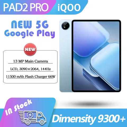 Original iQOO Pad2 Pro 13 Inch LCD Dimensity 9300 + 66W 11500mAh Face Wake 144Hz NFC Bluetooth 5.4 W