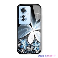 เคส Hontinga สำหรับ OPPO Reno 11 Pro Reno11 11F F 5G เคสแฟชั่นผู้หญิงดอกไลแลกกันกระแทกฝาครอบกระจกเทมเปอร์เคสโทรศัพท์